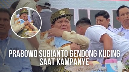 Viral!! Prabowo Subianto Gendong Kucing Saat Sedang Kampanye di Batam