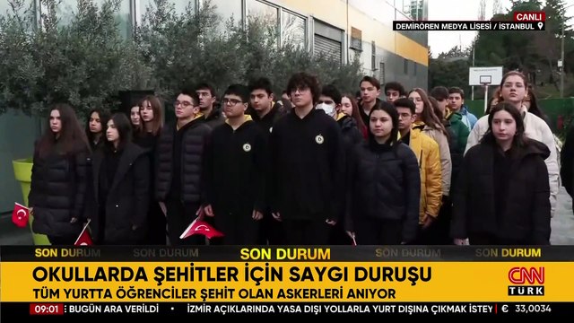 Yer: Demirören Medya Lisesi! Şehitler için saygı duruşu...