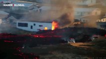 Felaketin görüntüsü: Yanardağın patlama anlarında lavlar evini böyle yuttu!