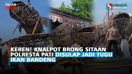Keren! Knalpot Brong Sitaan Polresta Pati Disulap Jadi Tugu Ikan Bandeng