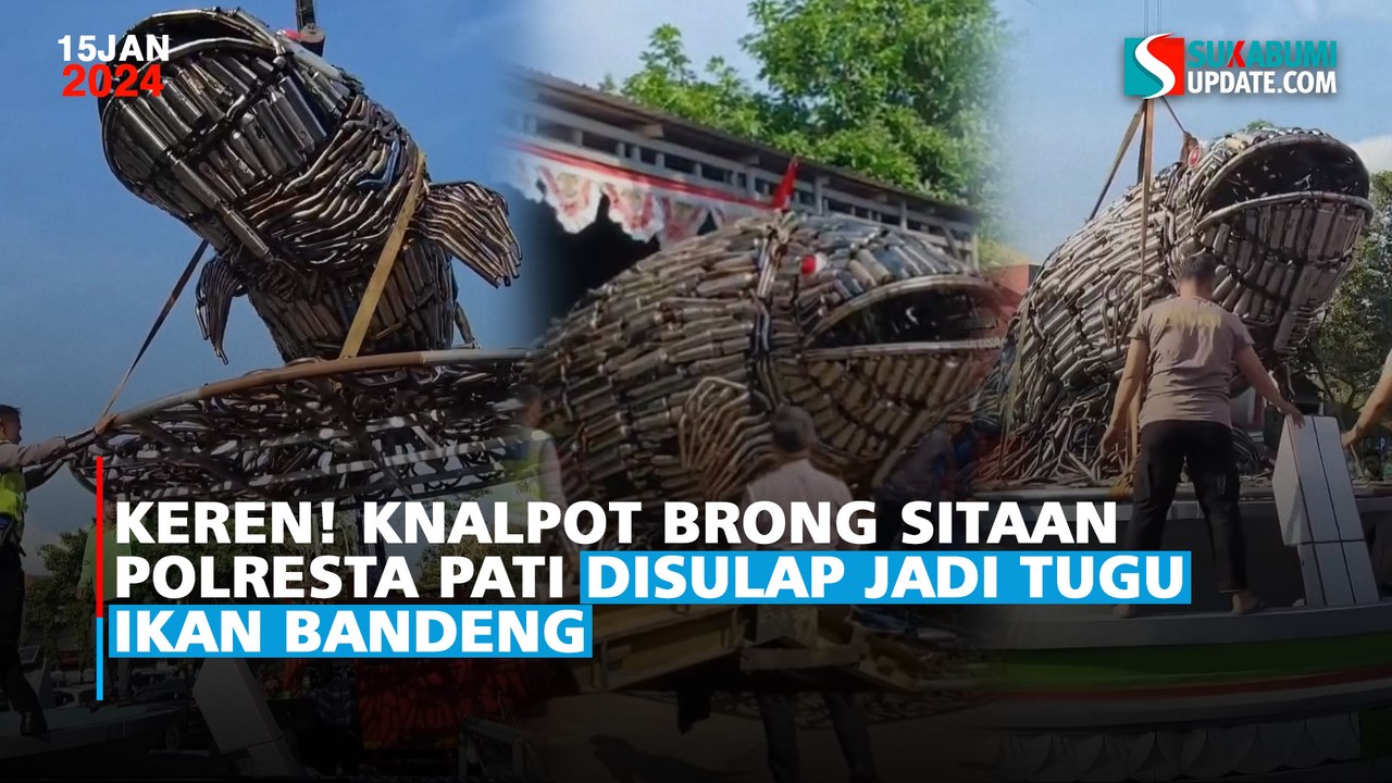Keren! Knalpot Brong Sitaan Polresta Pati Disulap Jadi Tugu Ikan Bandeng