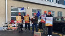 Junior doctors strike for better pay outside Bronglais Hospital in Aberystwyth