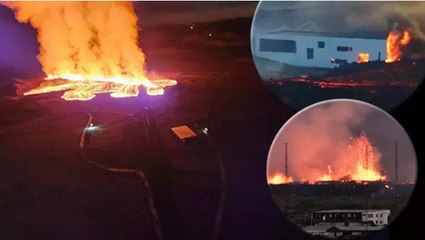 İzlanda’da yanardağ patlaması... Lavlar kasabaya ulaştı, evler alev aldı