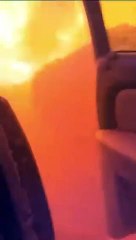 اللقطات الأولى لإنفجار خزان وقود في تبوك