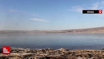 Sivas'ta Hafik Gölü'nün yüzeyi kısmen buz tuttu