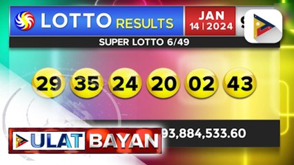 Mahigit P593M na jackpot prize sa Super Lotto 6/49, hindi pa napapanalunan