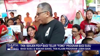 Sekjen PDI-P Hasto Kristiyanto Bagi-bagi Telur, TKN Prabowo-Gibran Klaim Program Lebih Baik
