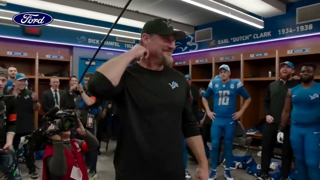 Lions vs. Rams postgame locker room celebration