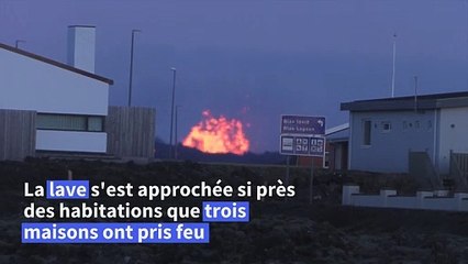 Islande: une éruption volcanique touche une ville portuaire et brûle des maisons