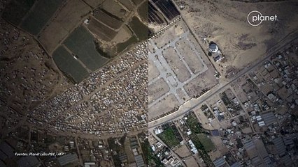 Mapa animado: antes/después de campos de refugiados en Rafah