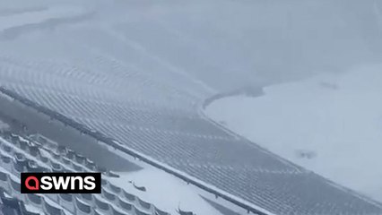 Video shows Highmark Stadium in Orchard Park, Buffalo, covered in snow