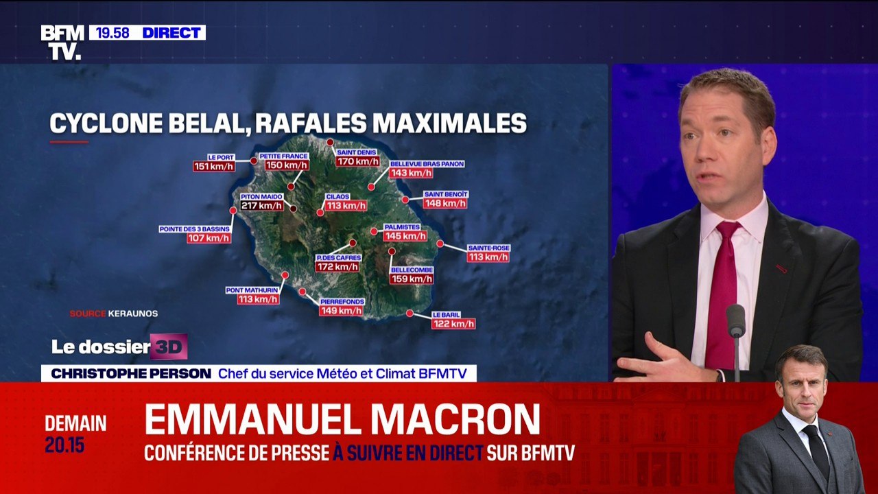 Cyclone Belal: des rafales enregistrées à 217 km/h à La Réunion