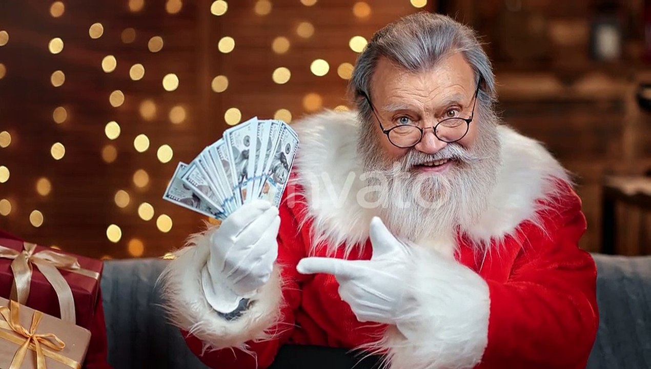 Funny Santa Claus Money Fan Enjoy Financial Independence, Holidays Stock Footage ft. santa & cash - Envato Elements