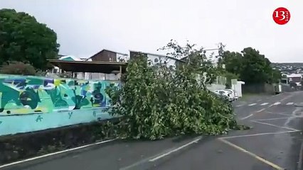 Tropical cyclone hits French island of Reunion in the Indian Ocean