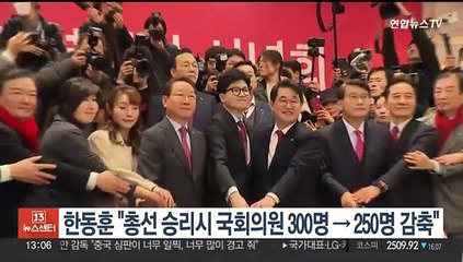 한동훈 "총선 승리시 국회의원 300명→250명 감축"