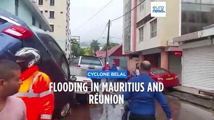 Cars submerged as Cyclone Belal sparks flash flooding in Mauritius