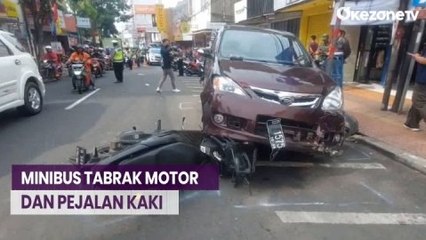 Minibus Tabrak Motor dan Pejalan Kaki di Cimahi
