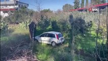 Virajı alamayan otomobil bahçeye uçtu: 1 yaralı