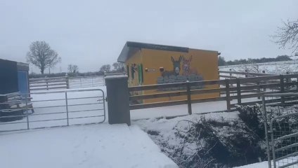 Snow outside Kells, Co Antrim on a bitterly cold day on 16-1-24