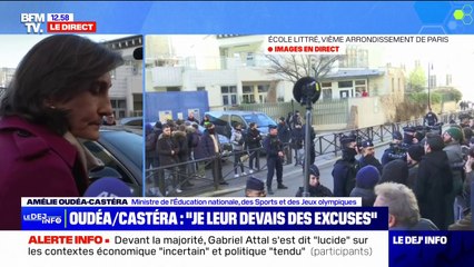 "Je suis là pour faire réussir l'école" affirme Amélie Oudéa-Castéra à l'issue de sa visite à l'école Littré