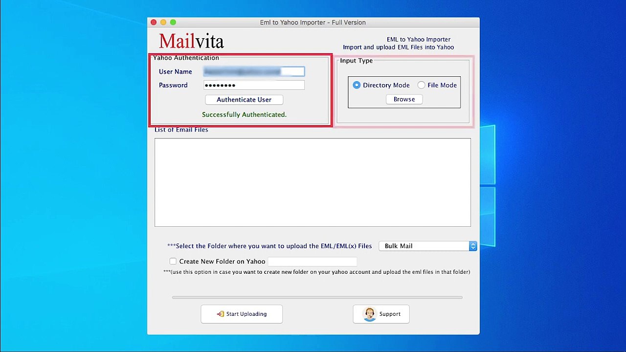 Import EML to Yahoo Mail - Mailvita EML to Yahoo Importer for Mac & Win