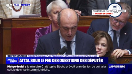 Olivier Marleix (LR) à Gabriel Attal: "La seule question que se posent les Français à la suite de votre nomination à Matignon c'est 'est-ce que ça va changer quelque chose pour nous?'"