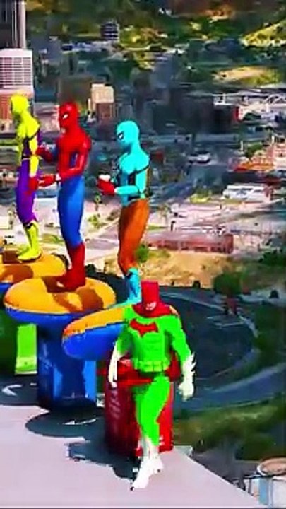 Insane Euphoria Physics - Green Batman vs Hulk vs Spiderman in GTA 5 Crazy Water Ragdolls _shorts(720P_60FPS)