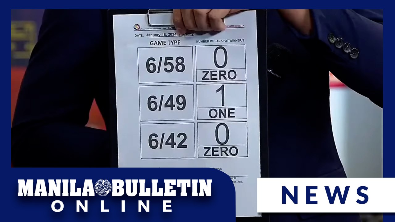 Solo bettor bags P640-M Super Lotto 6/49 jackpot on Jan. 16 draw