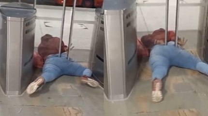 En video: mujer quedó atrapada al intentar colarse en Transmilenio