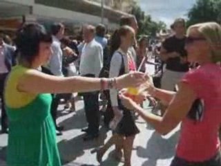 Flashmob Freeze in Queen Street Mall, Brisbane, Australia