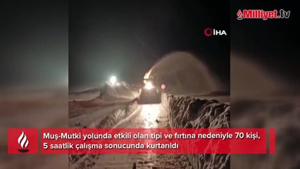 Muş-Mutki karayolunda kar esareti! 70 kişi kurtarıldı