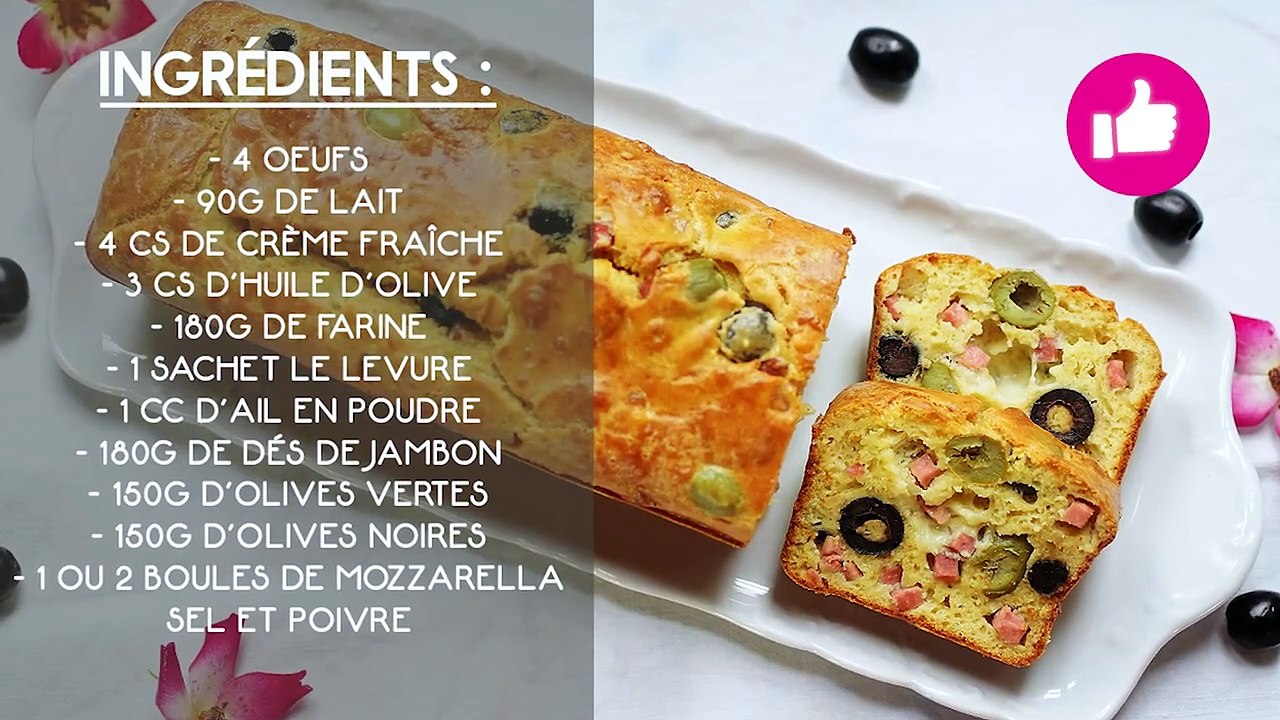 Mon CAKE SALÉ Facile et Rapide aux Olives, Jambons et Mozzarella !