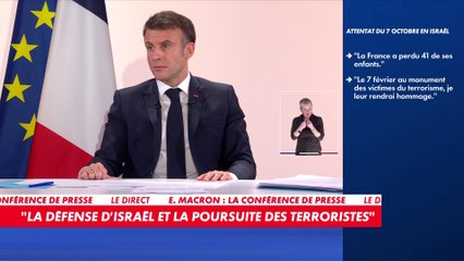 Emmanuel Macron : «Nous nous battons [...] pour qu'il y ait une vraie réponse dans la durée à l'aspiration légitime du peuple palestinien pour avoir un Etat»