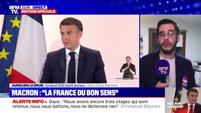 Conférence de presse d'Emmanuel Macron: C'est une grande désillusion, on ne parle pas du tout de l'hôpital public , déplore Aurélien Le Brun (SUD Santé Sociaux)