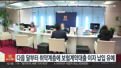 다음 달부터 취약계층에 보험계약대출 이자 납입 유예