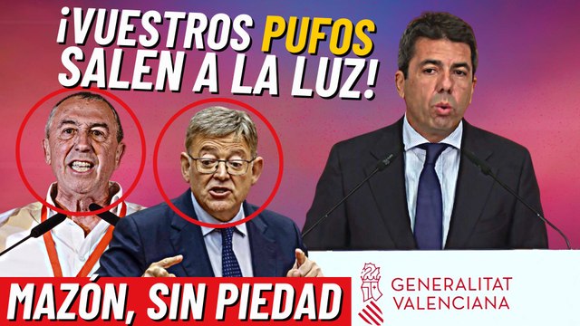 Mazón (PP) pone el ventilador y ‘destapa’ la corrupción y los millonarios pufos del socialista Puig y Compromís