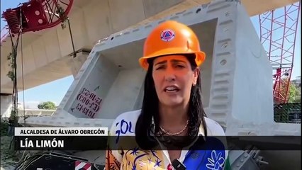 Se desploma pieza de concreto de la obra del Tren Interurbano. Elisa Alanís, 16 de enero 2024
