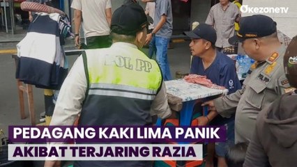 Puluhan Pedagang Kaki Lima Panik saat Terjaring Razia Penegakkan Perda di Pasar Tanah Abang