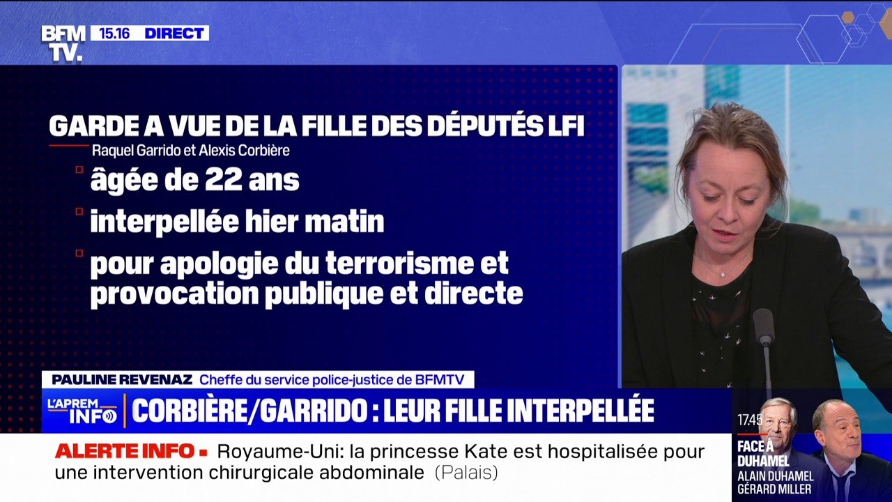 La fille des députés LFI Alexis Corbière et Raquel Garrido placée en garde à vue pour apologie du terrorisme