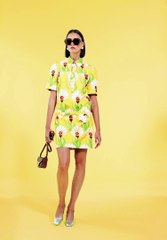 Robe Rivage jaune à motif fleurs