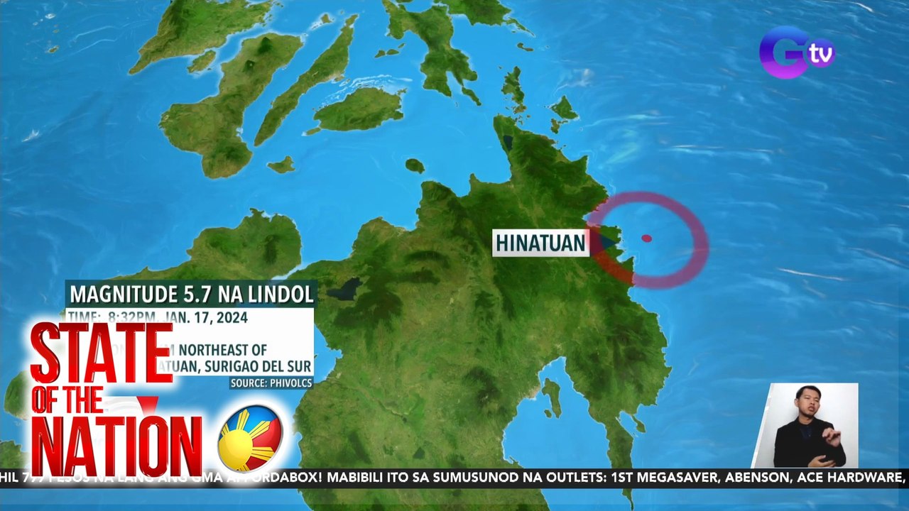 Niyanig ng magnitude 5.7 na lindol ang bayan ng Hinatuan pasado alas-otso y medya | SONA