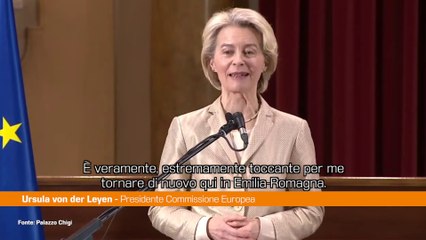 Alluvione, Von der Leyen a Forlì "Tin bota, l'Europa rimane con voi"