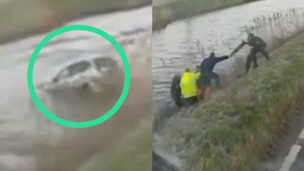 Hero Truck Driver Saves Motorist from FREEZING RIVER!