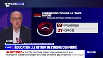 69% des Français se disent favorables à l'expérimentation de la tenue unique à l'école (sondage Elabe/BFMTV)