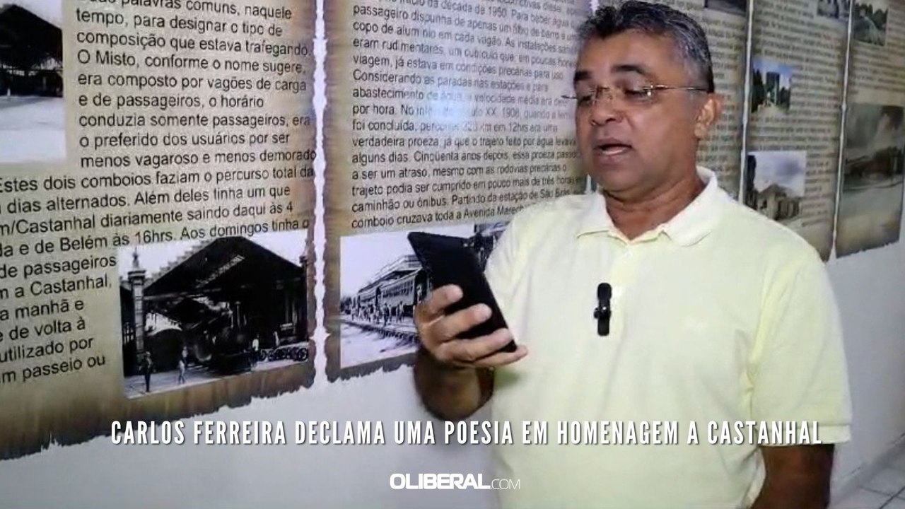 Carlos Ferreira declama uma poesia em Homenagem a Castanhal