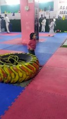 Cute Trishu crawling in gymnastic academy-dm