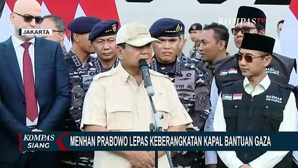 Menhan Prabowo Lepas Kapal Bantuan KRI Radjiman TNI AL ke Gaza