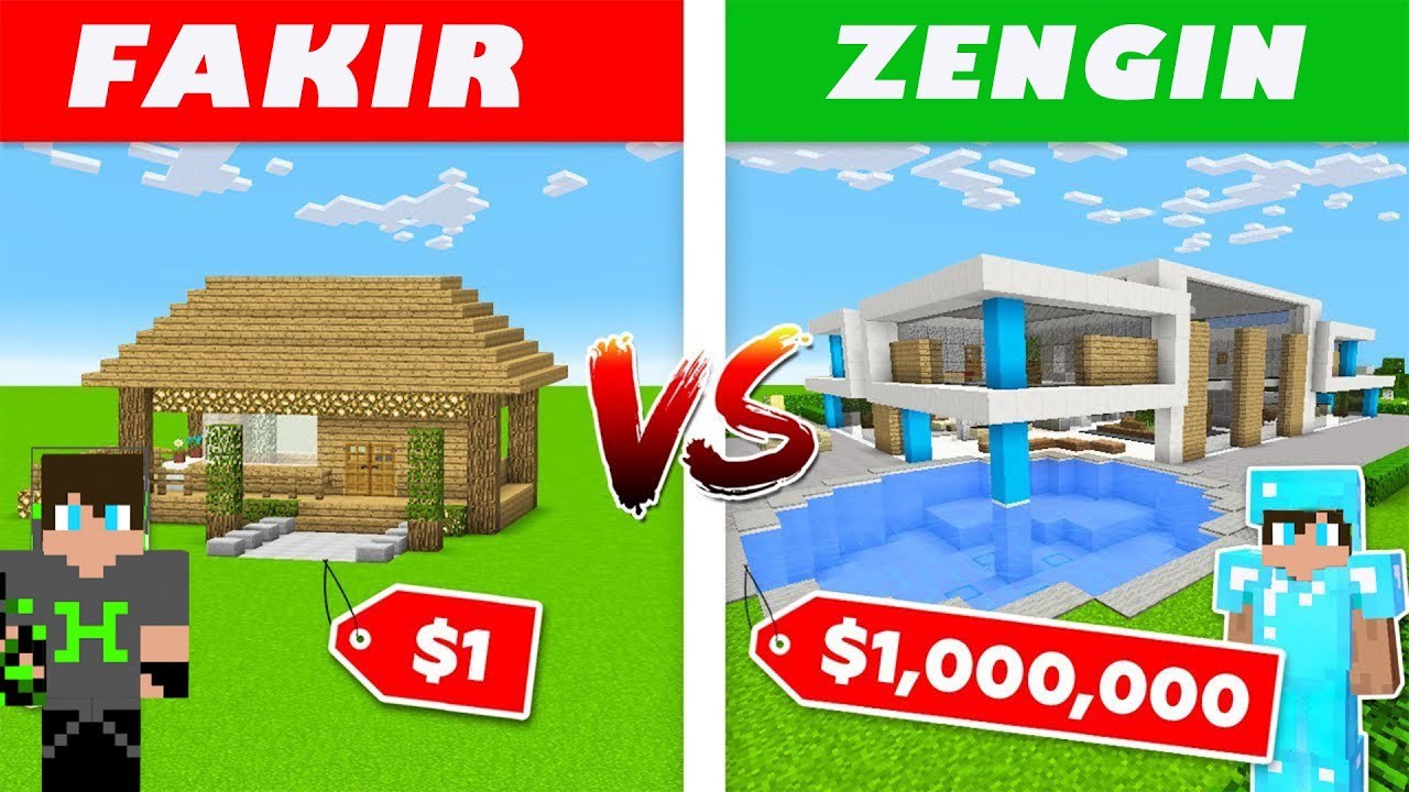 ZENGİN İLE FAKİR | MİNECRAFT MODERN EVLER SERİSİ | @HanKanaL @KubraNisaYoutube