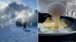 Extreme cold freezes cracked eggs and turns boiling water to steam in Canada