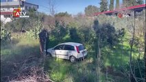 Virajı alamayan otomobil bahçeye uçtu: 1 yaralı